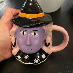 Witch-Themed Ceramic Mug - Pink and Black